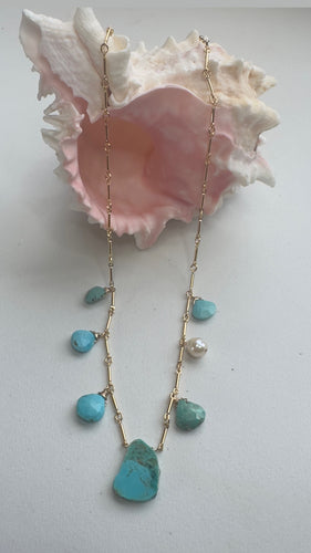 N Bar Drop Turquoise ,N Bar Akoya & Freshwater pearl