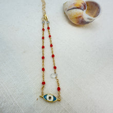 Load image into Gallery viewer, B herkimer diamond ,or Evil eye with enamel chain