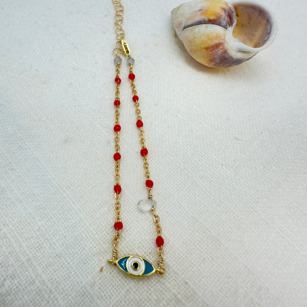 B herkimer diamond ,or Evil eye with enamel chain