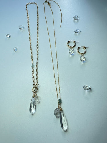 Herkimer diamond charm necklace & earring