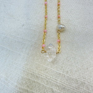 N Herkimer diamond & enamel chain